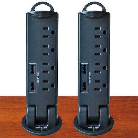 Electriduct Outlet Tap, Surge, USB, 5-15R, 5-15P, 8 ft. PDC-SW-4P-2U-2